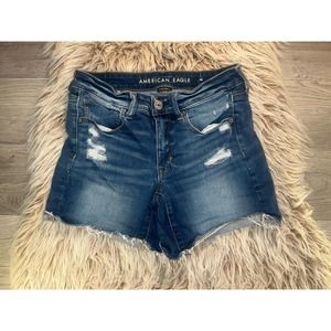 American Eagle outfitters super stretch women’s distressed blue jean midi short